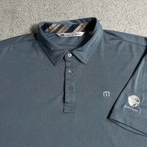 Travis Mathew Polo Shirt Mens XL Blue Lost Dunes Golf Club Performance Stretch
